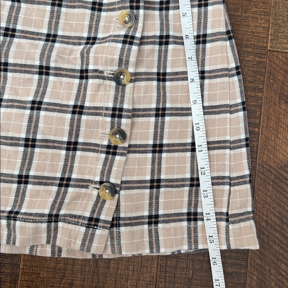 H&M Plaid Mini Skirt in Beige Tan Black - Picture 3 of 7